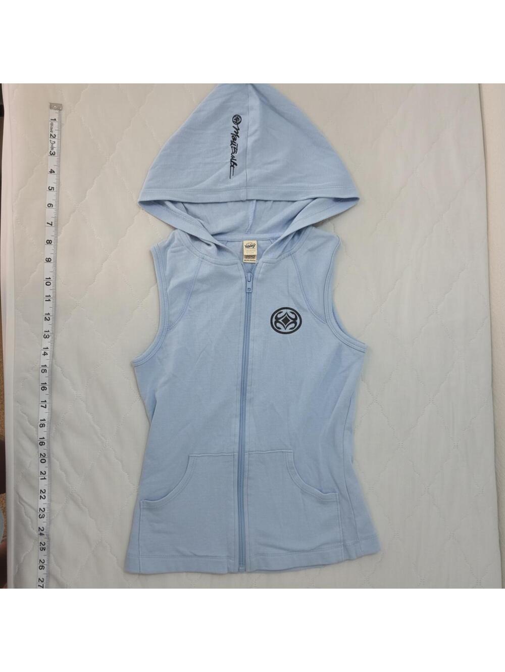 Maui Built logo, Light Blue Sleeveless Hoodie Vest